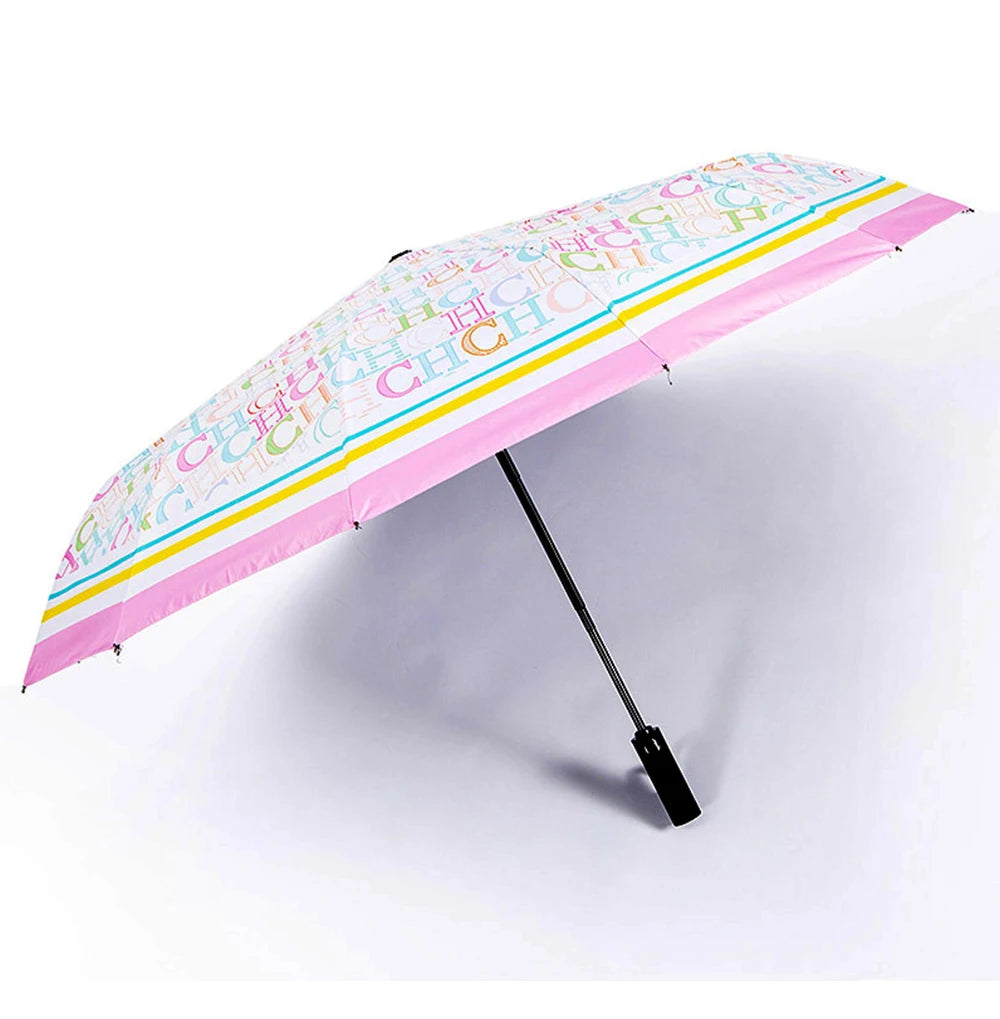 CH Alphabet Print Design Simple Fashion Style Umbrella Versatile Multifunctional Umbrella Easy To Carry Semi-automatic Umbrella