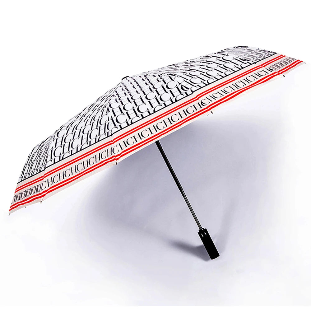 CH Alphabet Print Design Simple Fashion Style Umbrella Versatile Multifunctional Umbrella Easy To Carry Semi-automatic Umbrella