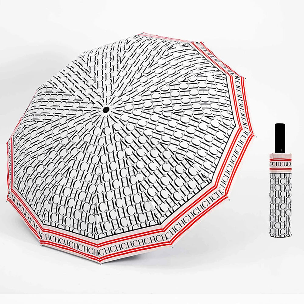CH Alphabet Print Design Simple Fashion Style Umbrella Versatile Multifunctional Umbrella Easy To Carry Semi-automatic Umbrella