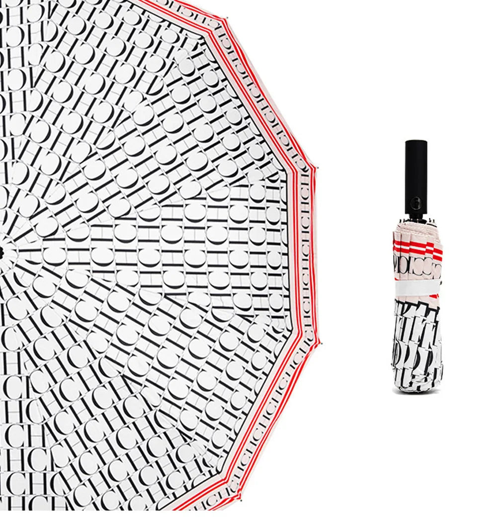 CH Alphabet Print Design Simple Fashion Style Umbrella Versatile Multifunctional Umbrella Easy To Carry Semi-automatic Umbrella