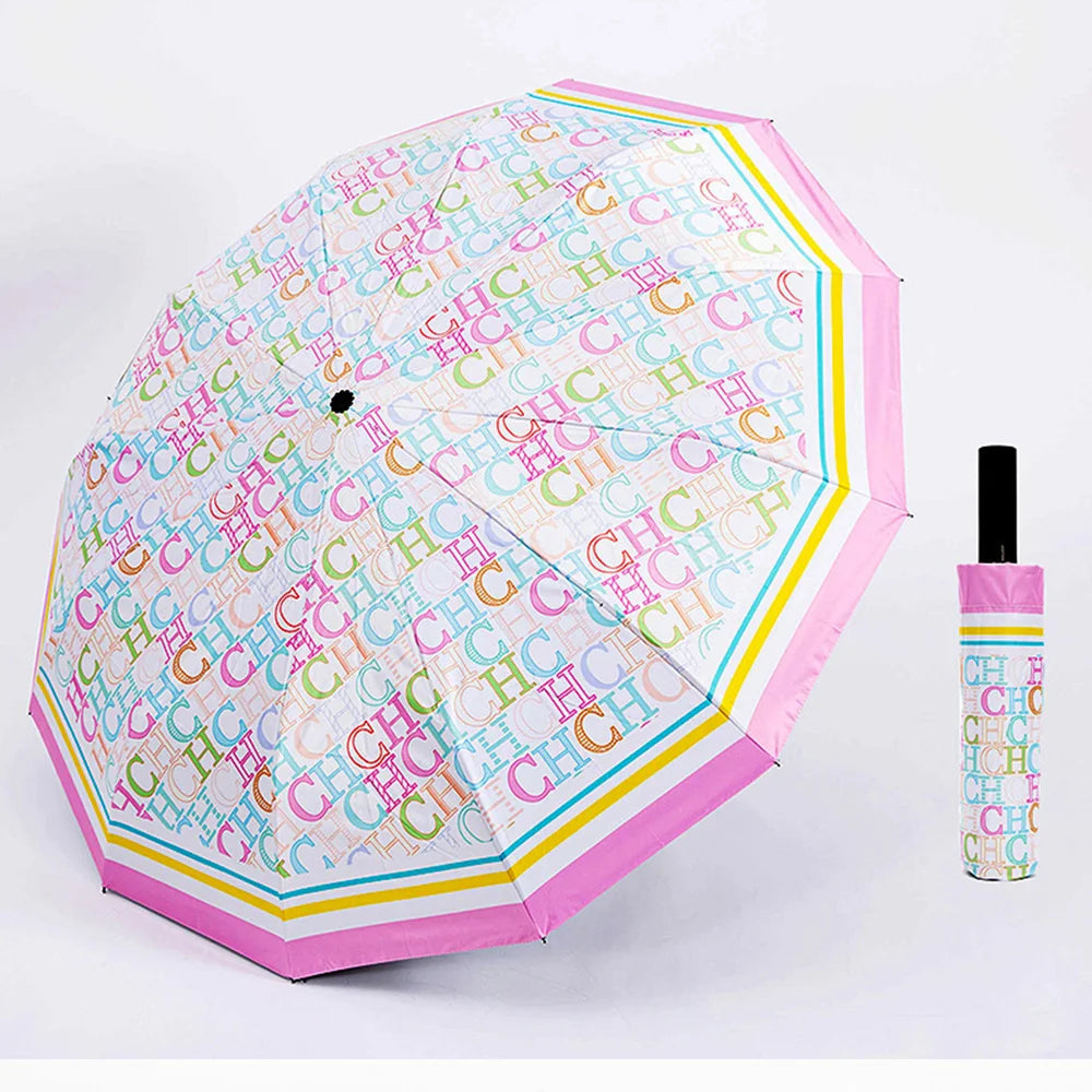 CH Alphabet Print Design Simple Fashion Style Umbrella Versatile Multifunctional Umbrella Easy To Carry Semi-automatic Umbrella