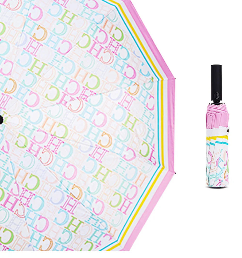 CH Alphabet Print Design Simple Fashion Style Umbrella Versatile Multifunctional Umbrella Easy To Carry Semi-automatic Umbrella