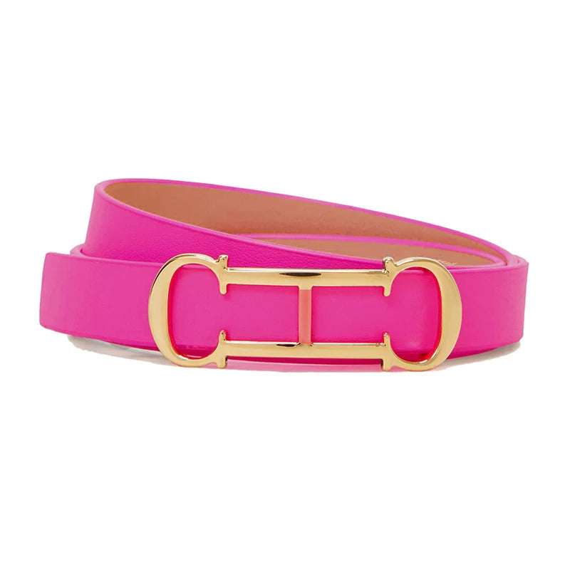 CH Fashionable Women's Belt Designer 2025 New PVC Material Length Adjustable Send Perforated Gift Box Package Women's Belt