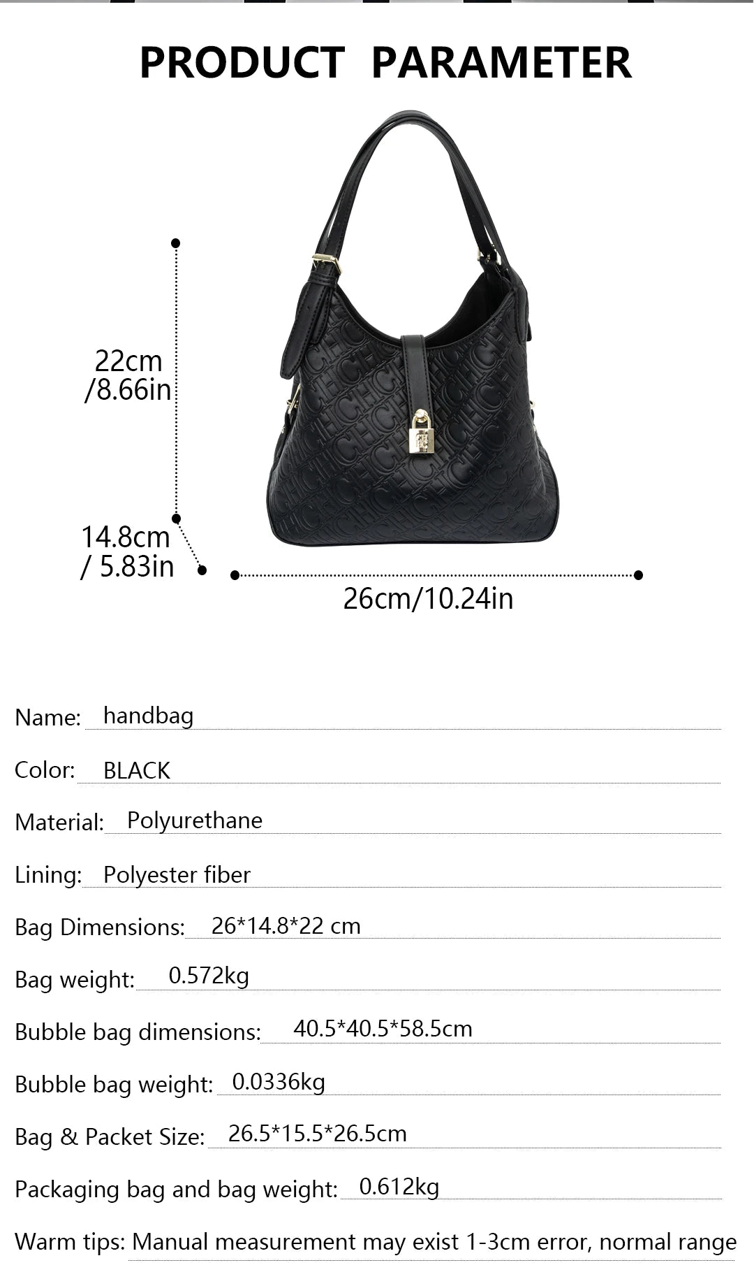 CH Fashion Multifunctional Large Capacity Ladies Handbag High Quality PU Material Ladies Shoulder Bag 2025 New Girls Gifts