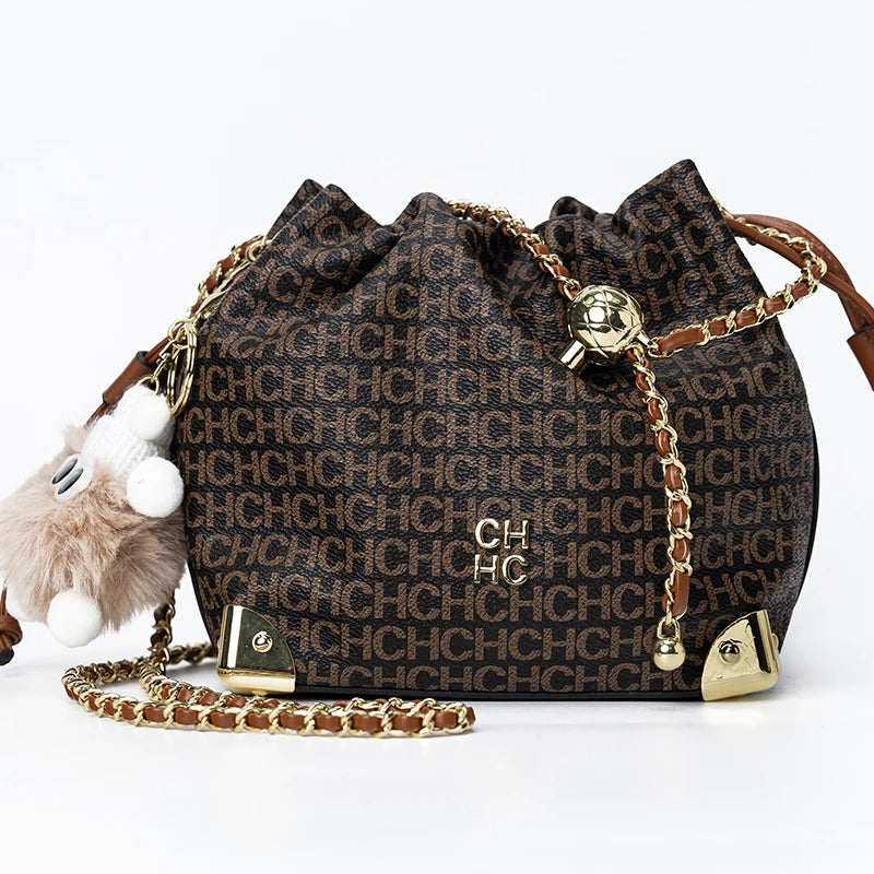 CH Crossbody High Quality Ladies Light Luxury Chain Bag Adjustable Brand Letter Print Cartoon Pendant Design Unique Popular
