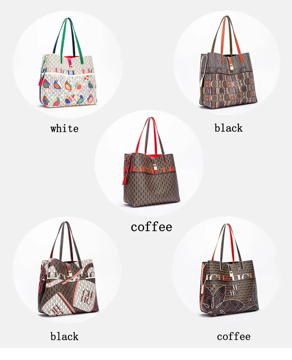 CH Ladies Handbag Large Capacity Shoulder Bag Ladies Handbag Luxury Brand 2024 New Multifunctional Fashion Design Classic Retro