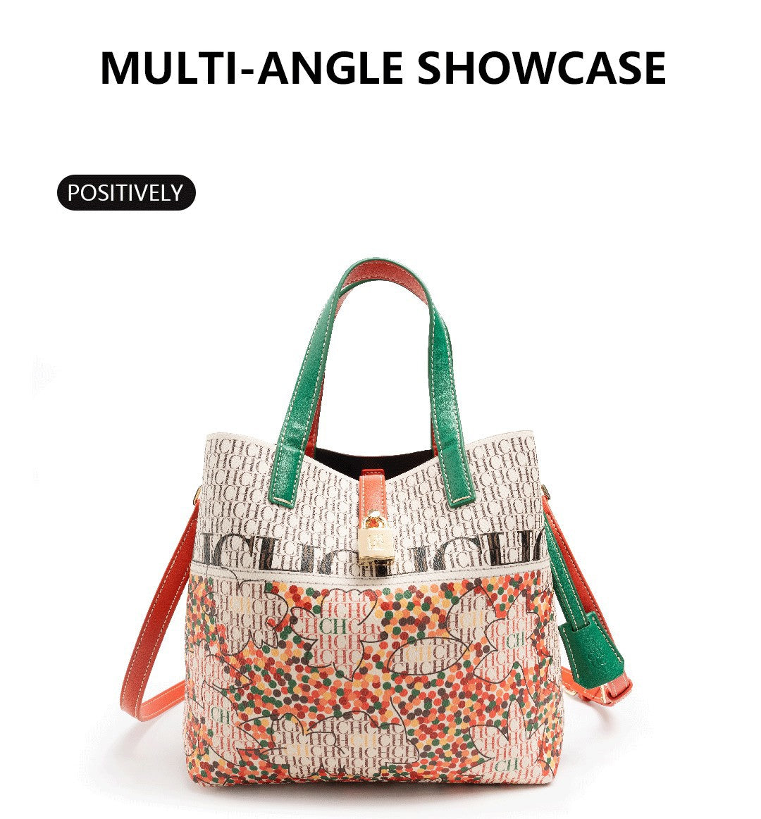 CH Classic Printing Tote Bag Large Capacity Fashion Shopping Bag Fashion Design Exquisite Floral Printing Ladies Shoulder Bag