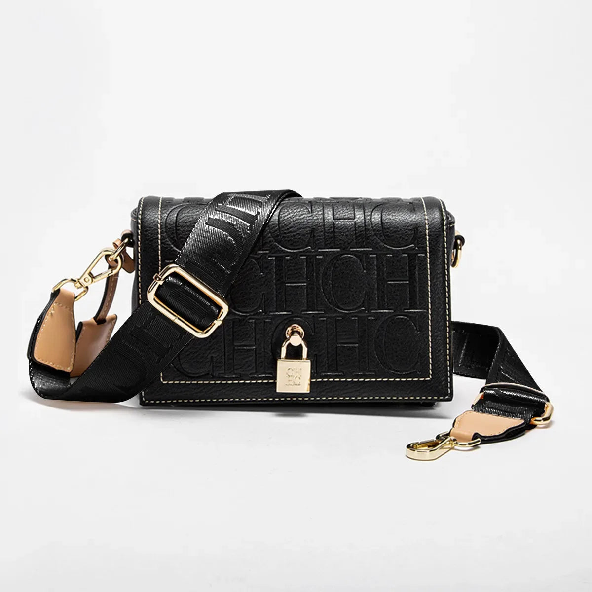 CH Women's Shoulder Bag Luxury Brand 2024 Fashion Solid Color Printed Handbag Fashion Design Model Metal Accessories Buckle