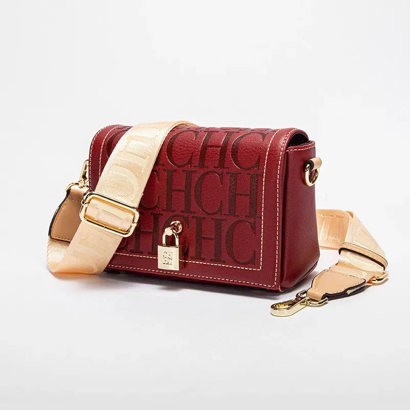 CH Women's Shoulder Bag Luxury Brand 2024 Fashion Solid Color Printed Handbag Fashion Design Model Metal Accessories Buckle