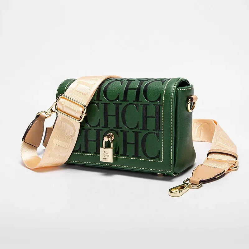 CH Women's Shoulder Bag Luxury Brand 2024 Fashion Solid Color Printed Handbag Fashion Design Model Metal Accessories Buckle