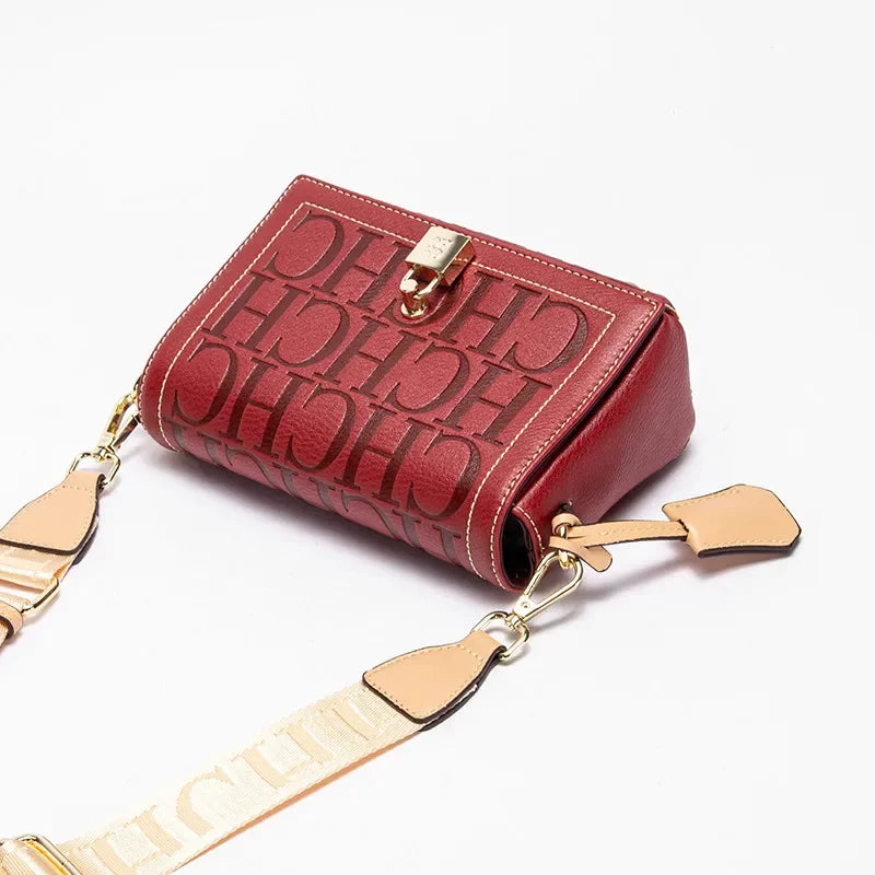 CH Women's Shoulder Bag Luxury Brand 2024 Fashion Solid Color Printed Handbag Fashion Design Model Metal Accessories Buckle