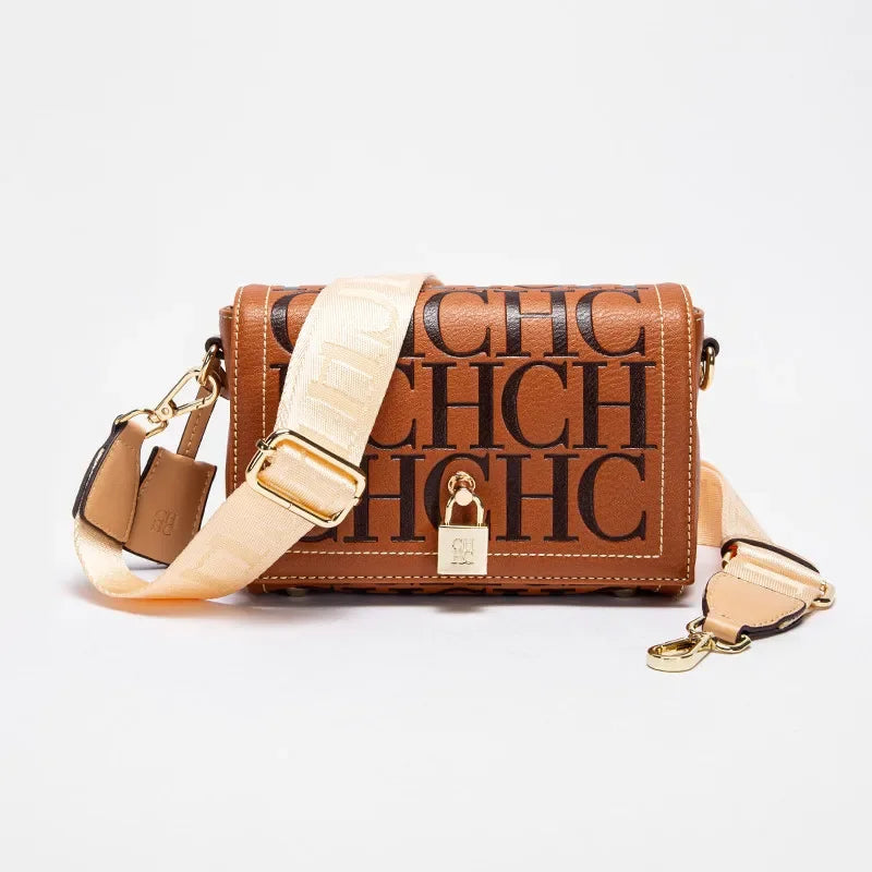 CH Women's Shoulder Bag Luxury Brand 2024 Fashion Solid Color Printed Handbag Fashion Design Model Metal Accessories Buckle