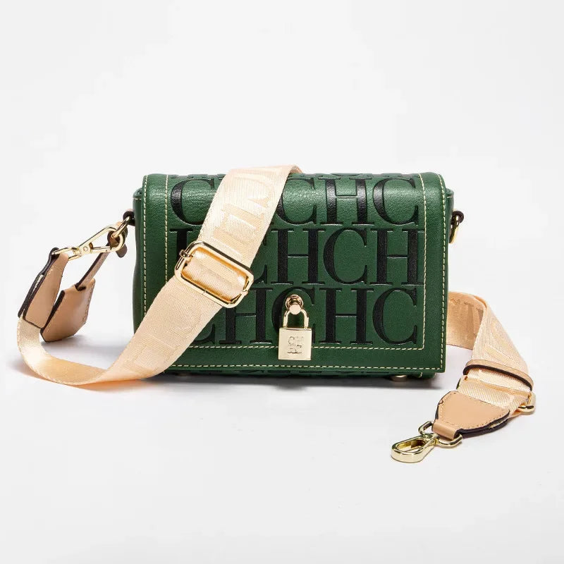CH Women's Shoulder Bag Luxury Brand 2024 Fashion Solid Color Printed Handbag Fashion Design Model Metal Accessories Buckle