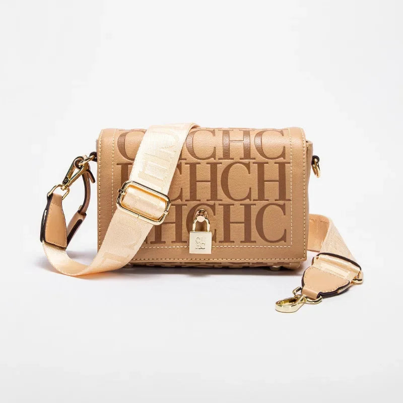 CH Women's Shoulder Bag Luxury Brand 2024 Fashion Solid Color Printed Handbag Fashion Design Model Metal Accessories Buckle