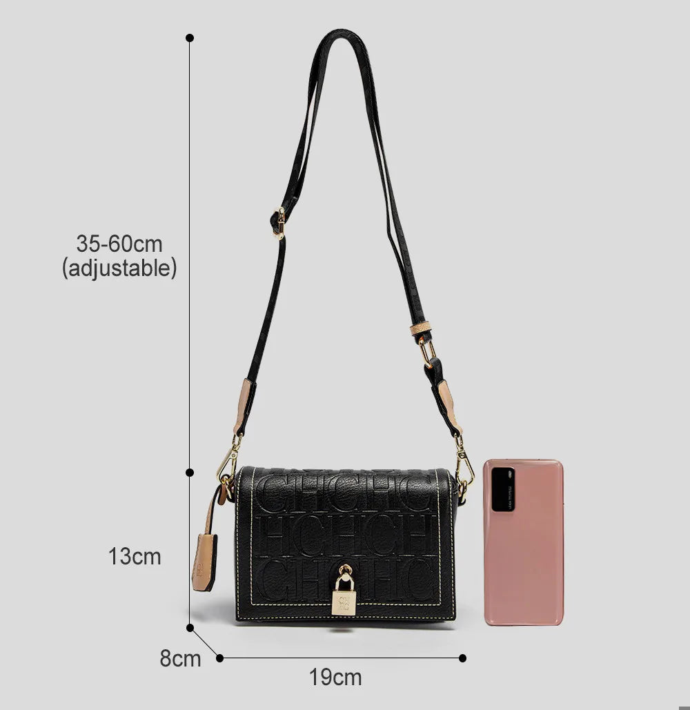 CH Women's Shoulder Bag Luxury Brand 2024 Fashion Solid Color Printed Handbag Fashion Design Model Metal Accessories Buckle