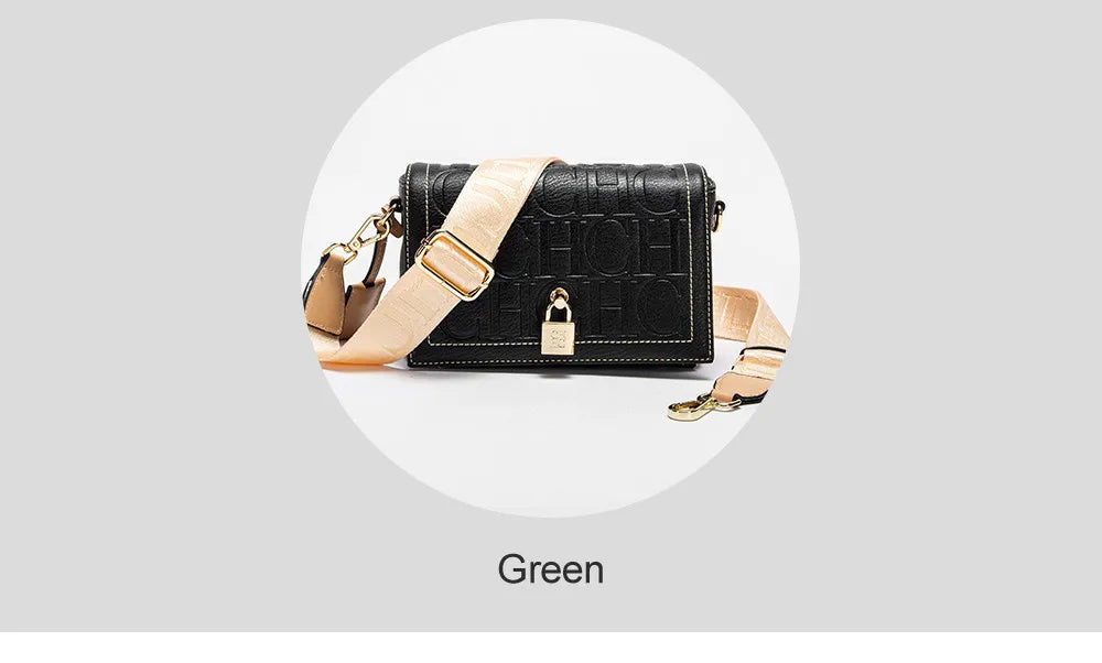 CH Women's Shoulder Bag Luxury Brand 2024 Fashion Solid Color Printed Handbag Fashion Design Model Metal Accessories Buckle