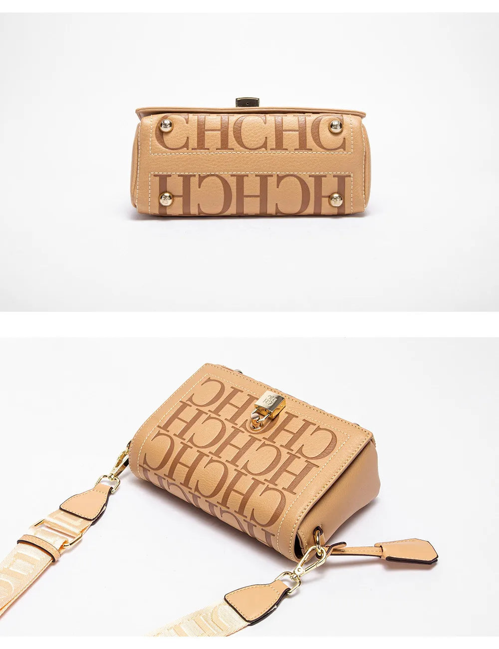 CH Women's Shoulder Bag Luxury Brand 2024 Fashion Solid Color Printed Handbag Fashion Design Model Metal Accessories Buckle