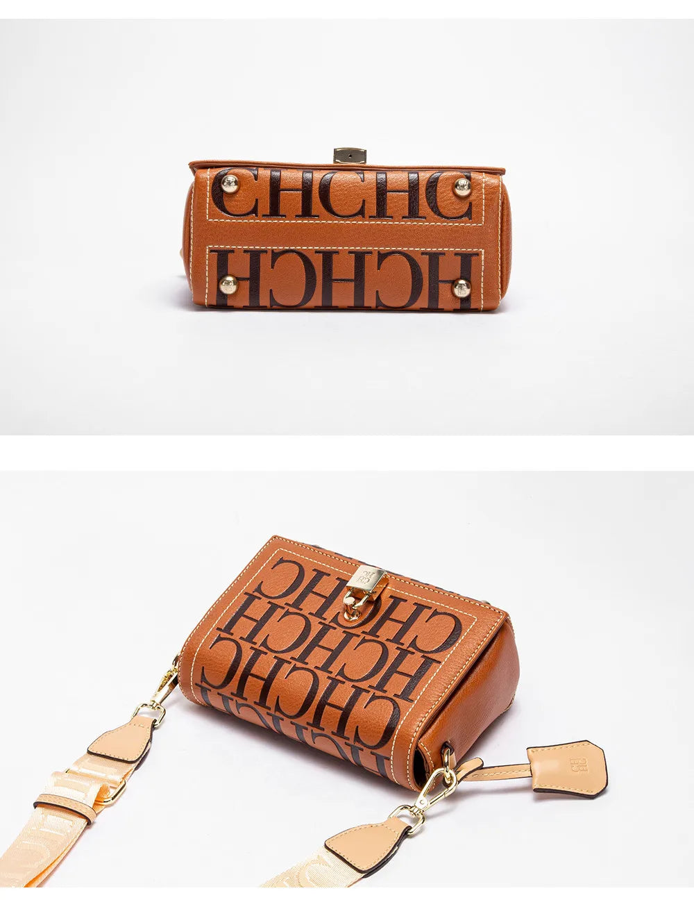 CH Women's Shoulder Bag Luxury Brand 2024 Fashion Solid Color Printed Handbag Fashion Design Model Metal Accessories Buckle