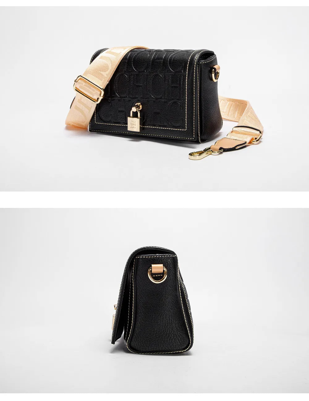 CH Women's Shoulder Bag Luxury Brand 2024 Fashion Solid Color Printed Handbag Fashion Design Model Metal Accessories Buckle