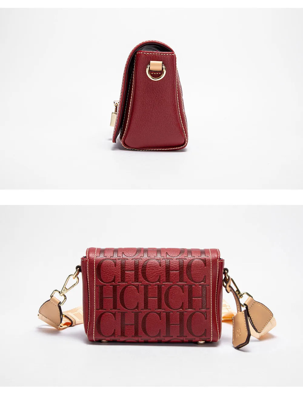 CH Women's Shoulder Bag Luxury Brand 2024 Fashion Solid Color Printed Handbag Fashion Design Model Metal Accessories Buckle