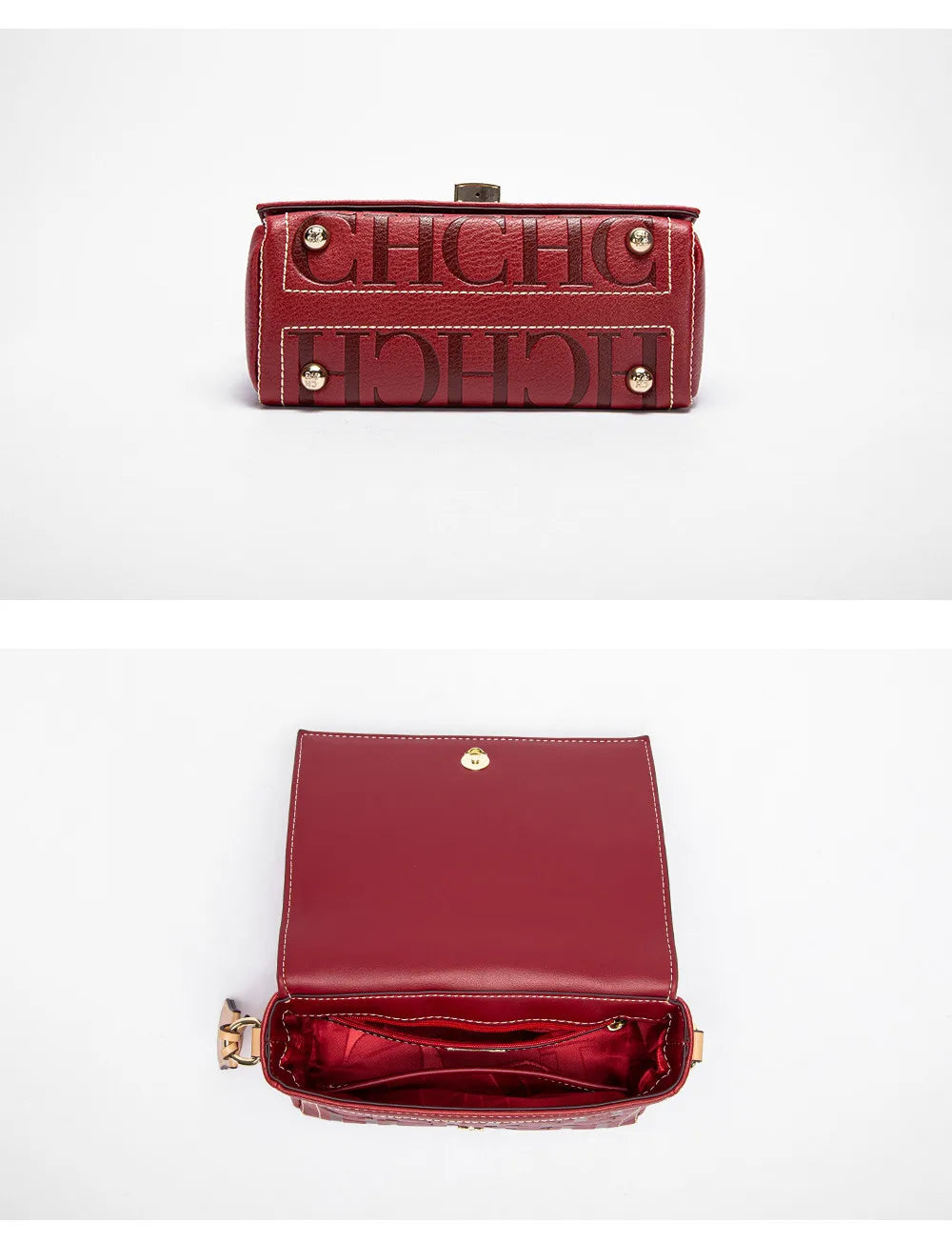 CH Women's Shoulder Bag Luxury Brand 2024 Fashion Solid Color Printed Handbag Fashion Design Model Metal Accessories Buckle