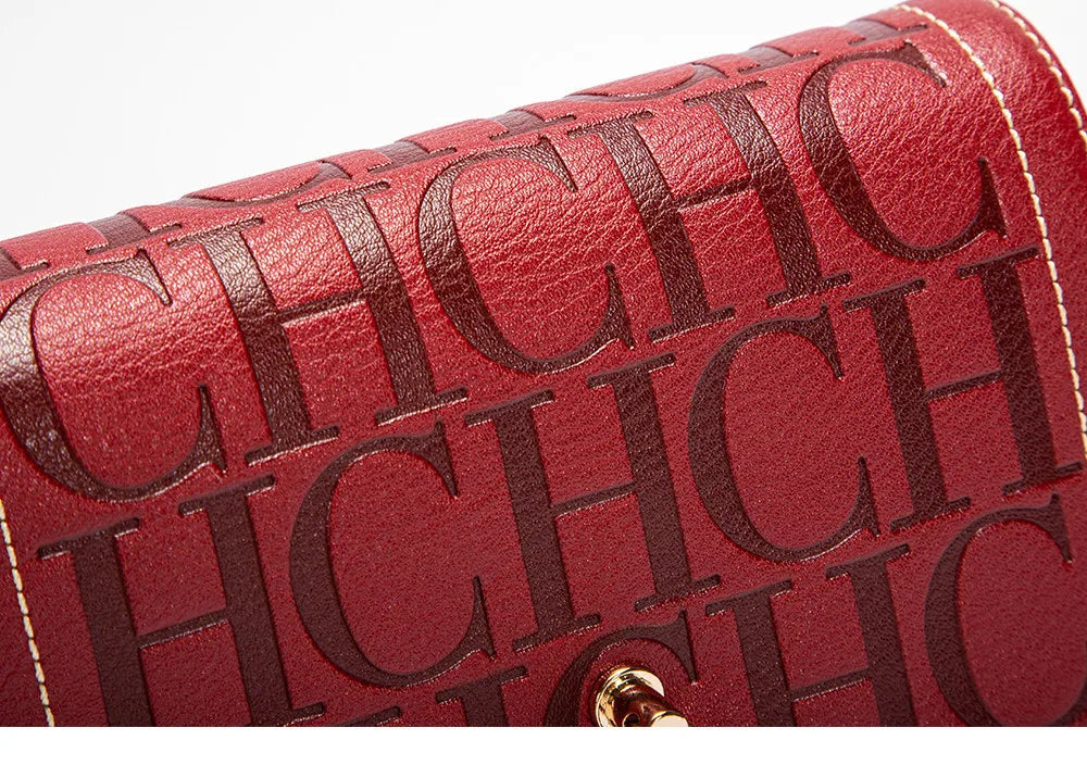 CH Women's Shoulder Bag Luxury Brand 2024 Fashion Solid Color Printed Handbag Fashion Design Model Metal Accessories Buckle