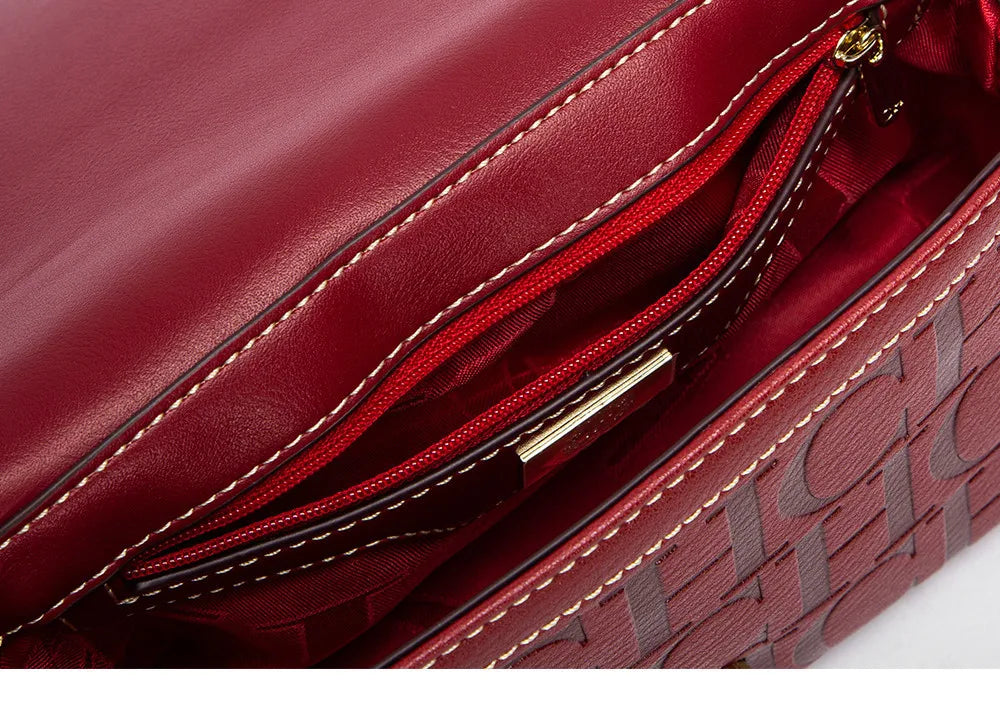 CH Women's Shoulder Bag Luxury Brand 2024 Fashion Solid Color Printed Handbag Fashion Design Model Metal Accessories Buckle