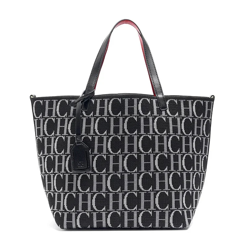 CH Fashion Simple Women's Commuter Travel Bag Classic Retro Large Capacity Pure Color Bucket Bag Trend Letter Ladies Handbag