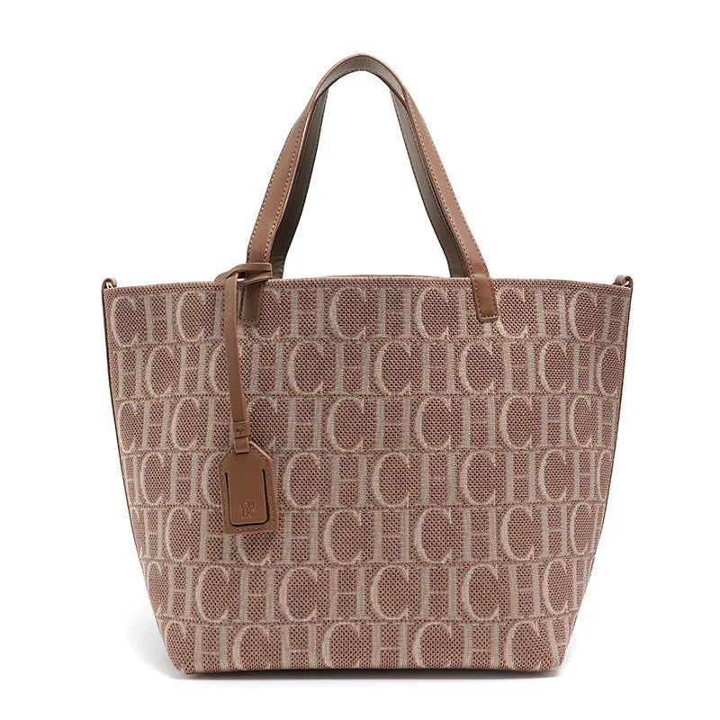 CH Fashion Simple Women's Commuter Travel Bag Classic Retro Large Capacity Pure Color Bucket Bag Trend Letter Ladies Handbag