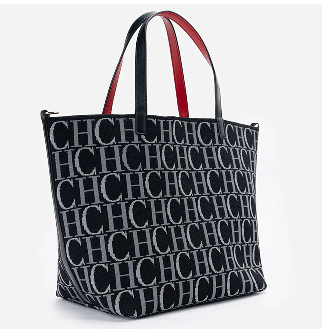 CH Fashion Simple Women's Commuter Travel Bag Classic Retro Large Capacity Pure Color Bucket Bag Trend Letter Ladies Handbag