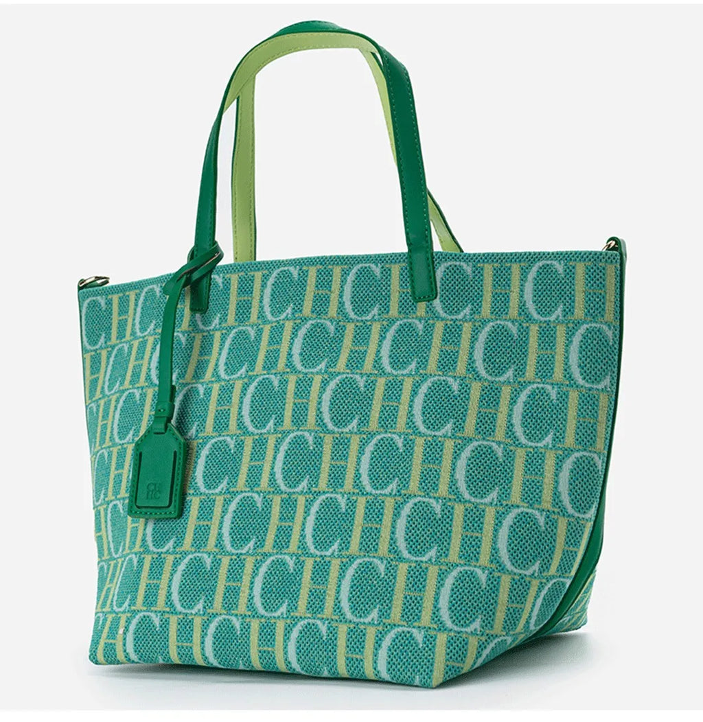 CH Fashion Simple Women's Commuter Travel Bag Classic Retro Large Capacity Pure Color Bucket Bag Trend Letter Ladies Handbag