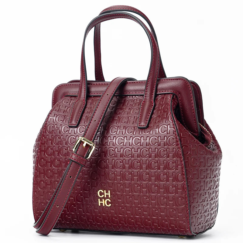 CH Classic Fashion Zipper Design Women's Handbag Monogram Print Versatile Solid Color Block Shoulder Bag