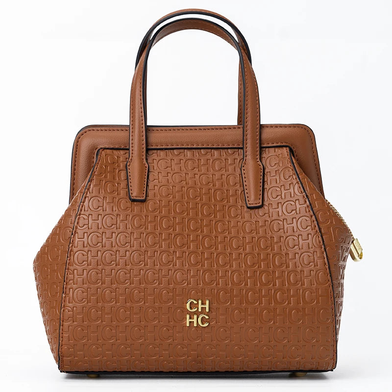 CH Classic Fashion Zipper Design Women's Handbag Monogram Print Versatile Solid Color Block Shoulder Bag