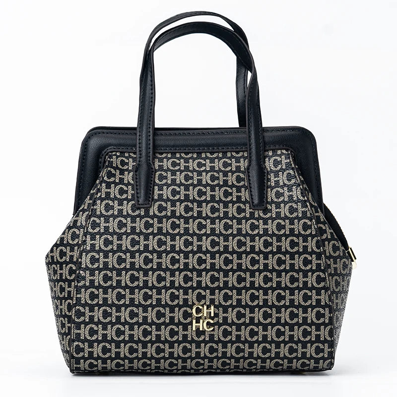 CH Classic Fashion Zipper Design Women's Handbag Monogram Print Versatile Solid Color Block Shoulder Bag