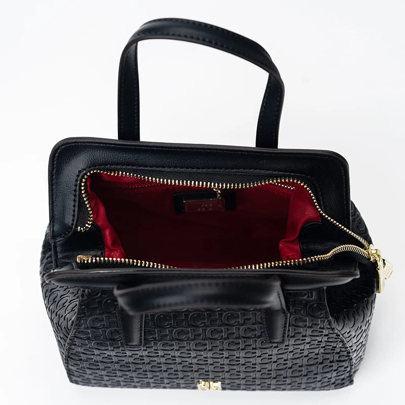CH Classic Fashion Zipper Design Women's Handbag Monogram Print Versatile Solid Color Block Shoulder Bag
