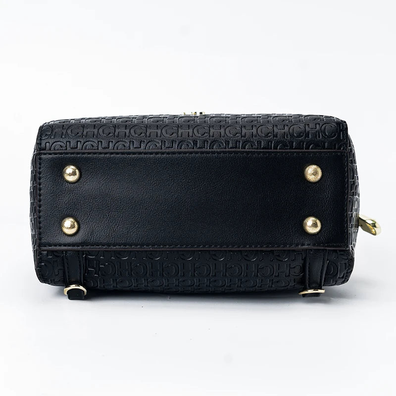 CH Classic Fashion Zipper Design Women's Handbag Monogram Print Versatile Solid Color Block Shoulder Bag