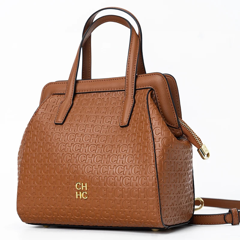 CH Classic Fashion Zipper Design Women's Handbag Monogram Print Versatile Solid Color Block Shoulder Bag