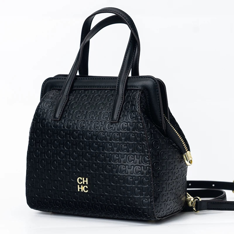CH Classic Fashion Zipper Design Women's Handbag Monogram Print Versatile Solid Color Block Shoulder Bag