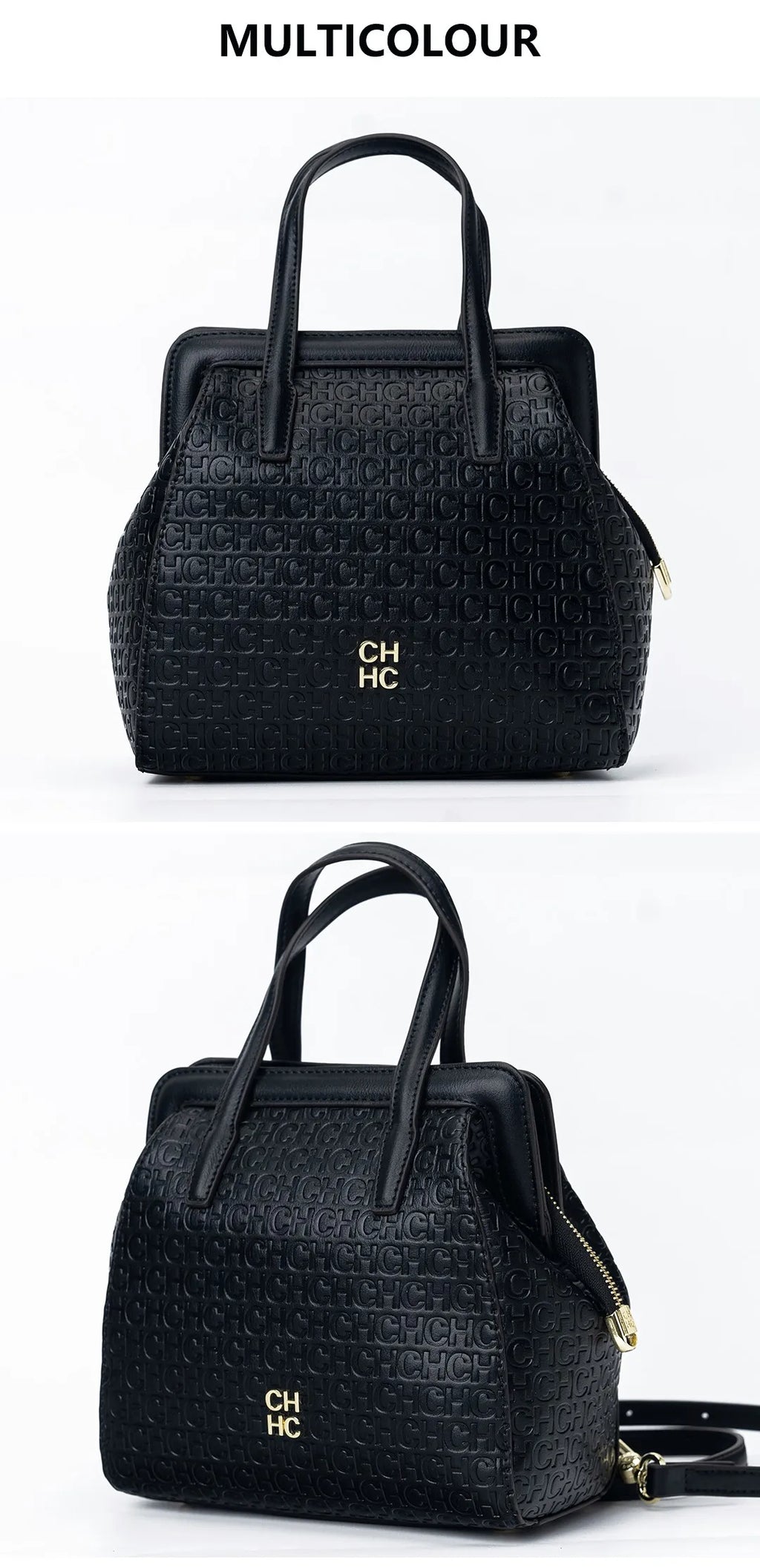 CH Classic Fashion Zipper Design Women's Handbag Monogram Print Versatile Solid Color Block Shoulder Bag