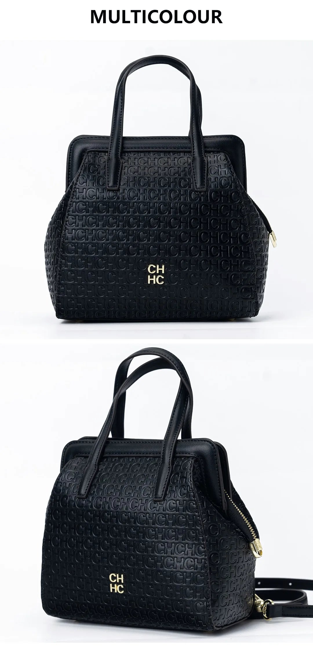 CH Classic Fashion Zipper Design Women's Handbag Monogram Print Versatile Solid Color Block Shoulder Bag