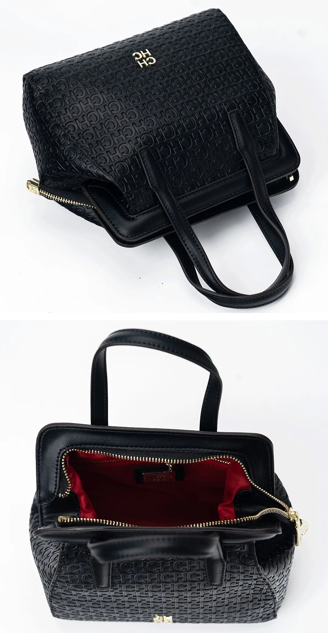 CH Classic Fashion Zipper Design Women's Handbag Monogram Print Versatile Solid Color Block Shoulder Bag