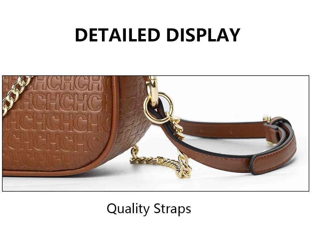 CH Classic Fashion Zipper Design Women's Handbag Monogram Print Versatile Solid Color Block Shoulder Bag