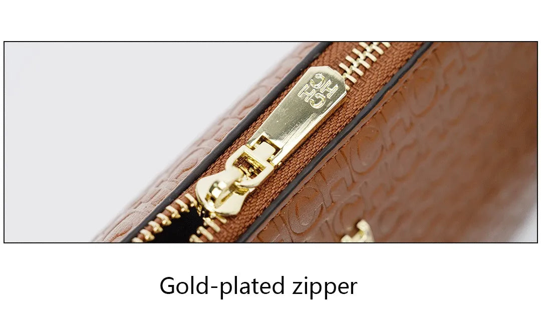 CH Classic Fashion Zipper Design Women's Handbag Monogram Print Versatile Solid Color Block Shoulder Bag
