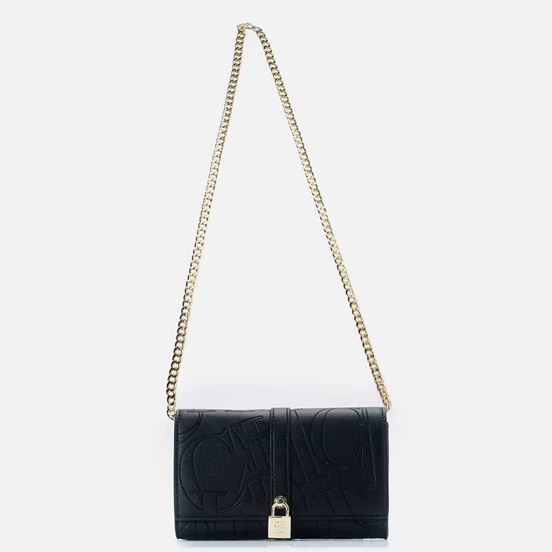 Fashion Chain Bag PU Material Solid Color Large Font Printing High Quality Lock Exquisite Design Women's 2025 Designer New Shoulder Bag