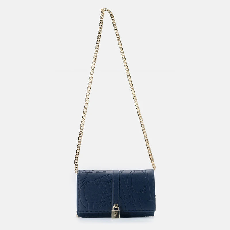 Fashion Chain Bag PU Material Solid Color Large Font Printing High Quality Lock Exquisite Design Women's 2025 Designer New Shoulder Bag
