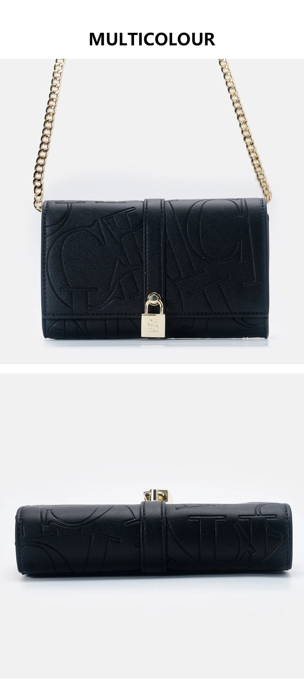 Fashion Chain Bag PU Material Solid Color Large Font Printing High Quality Lock Exquisite Design Women's 2025 Designer New Shoulder Bag