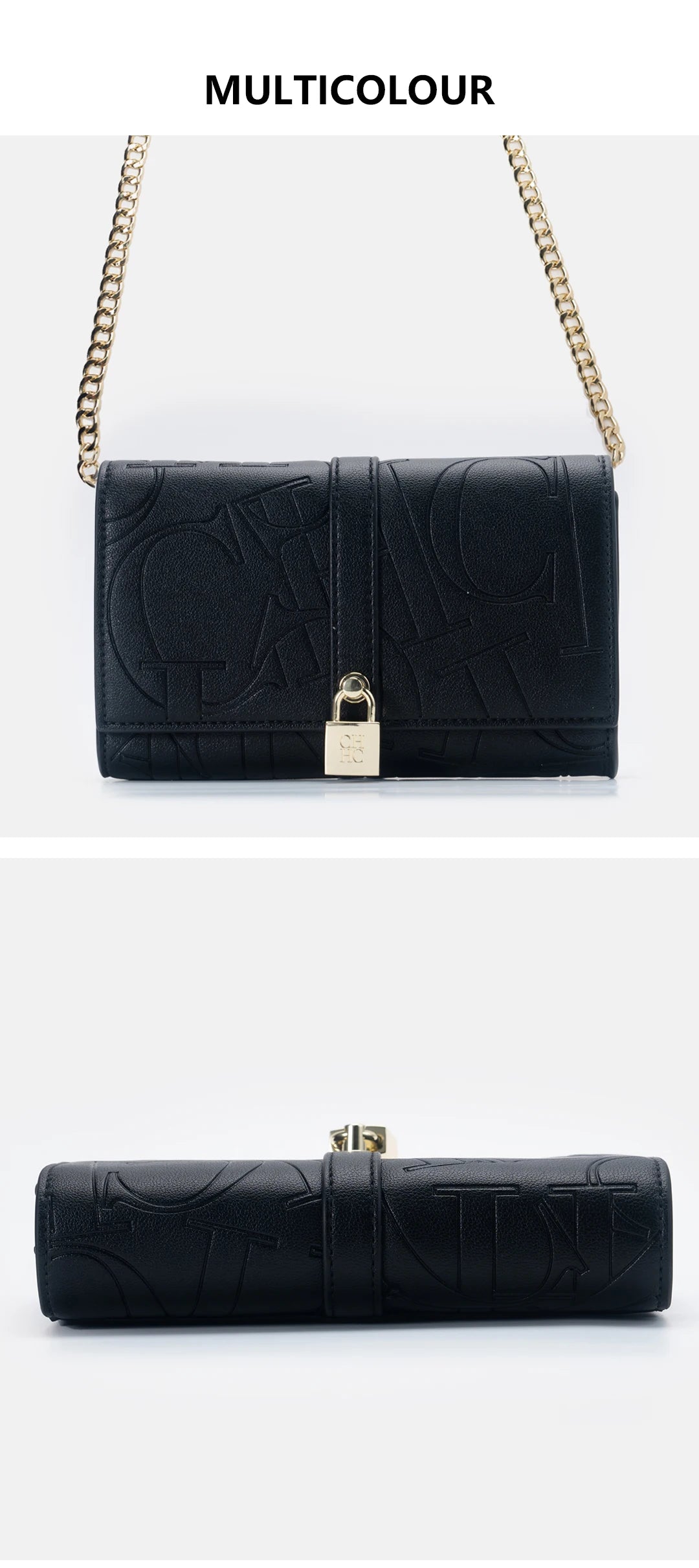 Fashion Chain Bag PU Material Solid Color Large Font Printing High Quality Lock Exquisite Design Women's 2025 Designer New Shoulder Bag