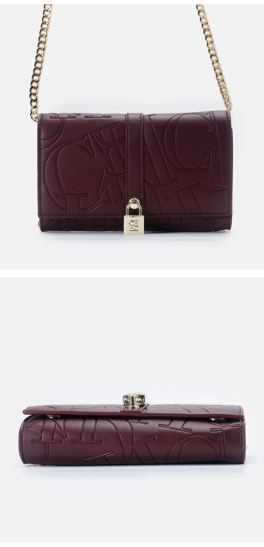 Fashion Chain Bag PU Material Solid Color Large Font Printing High Quality Lock Exquisite Design Women's 2025 Designer New Shoulder Bag