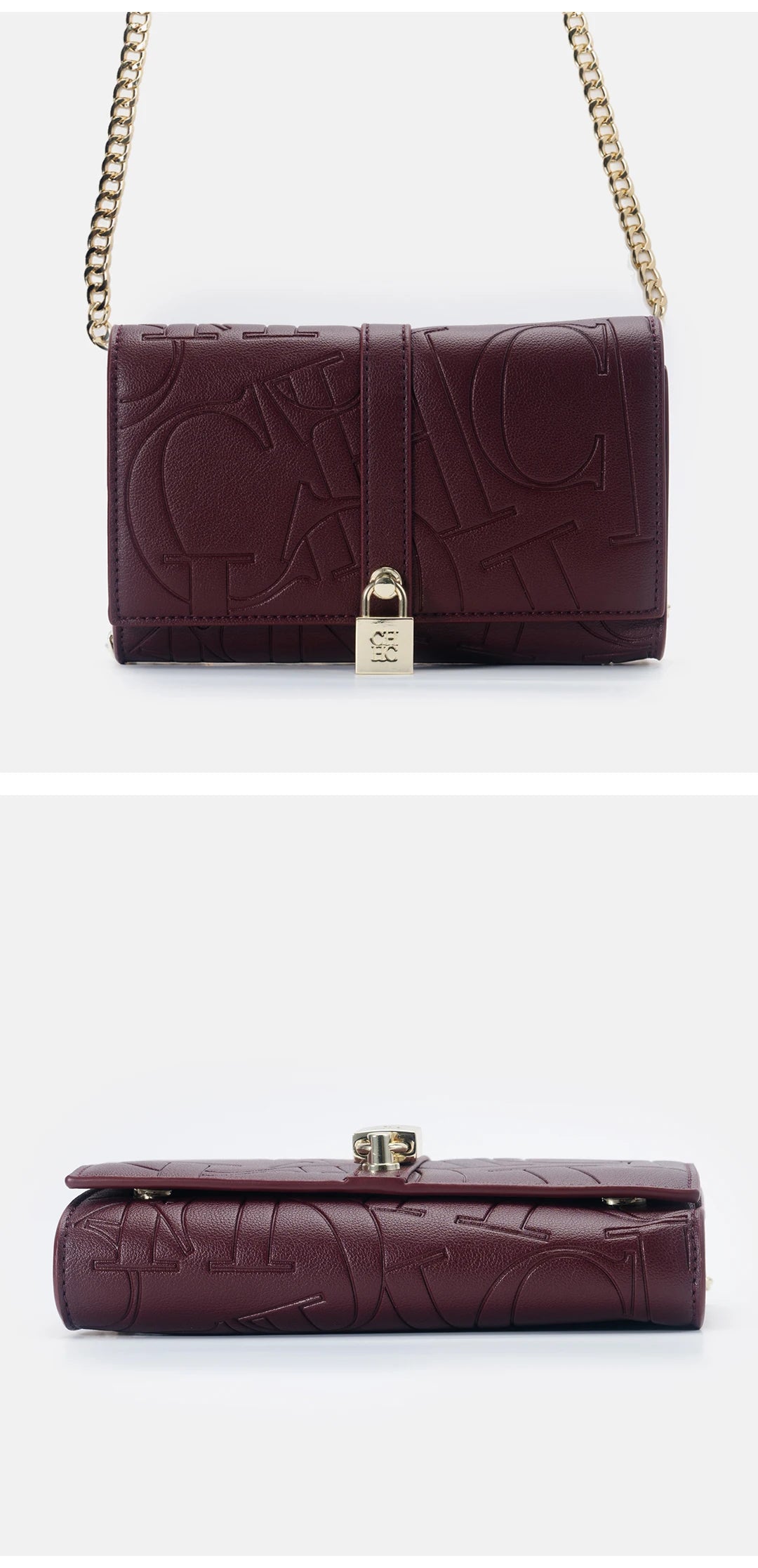 Fashion Chain Bag PU Material Solid Color Large Font Printing High Quality Lock Exquisite Design Women's 2025 Designer New Shoulder Bag