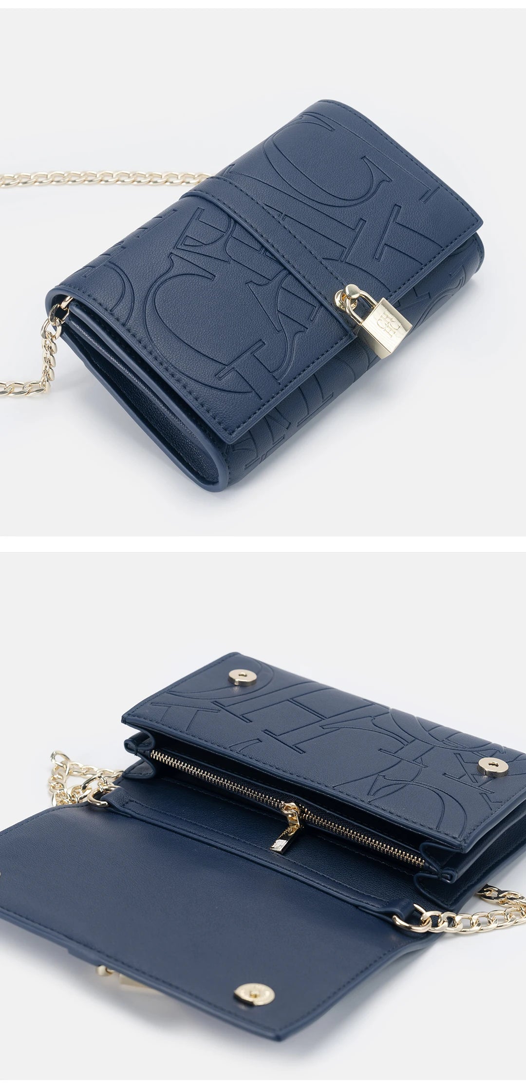 Fashion Chain Bag PU Material Solid Color Large Font Printing High Quality Lock Exquisite Design Women's 2025 Designer New Shoulder Bag